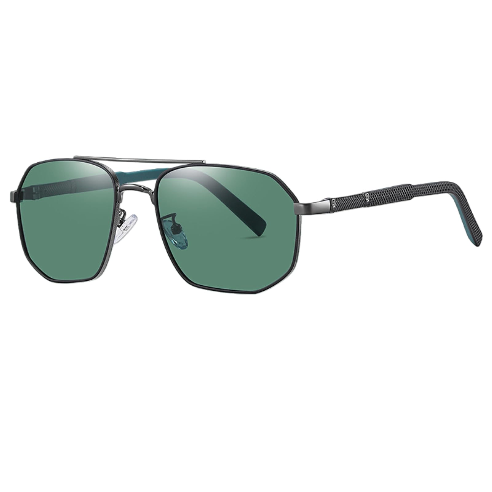 Occhiali da Sole Esagonali Polarizzati Uomini Moda Lente Gradiente di Tendenza Donne Guida Anti-abbagliamento-CP-Gun-Green
