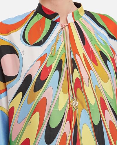 Image of Women's Soft Satin Silk Kaftan - Designer Printed Luxury Resort Wear - Multi Color Long Caftan Dress
