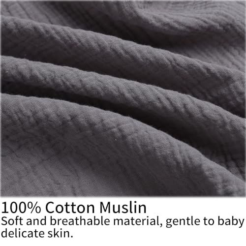 Image of Onacosht Muslin Nursing Pillow Cover Soft 100% Cotton Feeding Pillow Slipcover Fits Standard Infant Nursing Pillow for Baby Boy and Girl, Grey