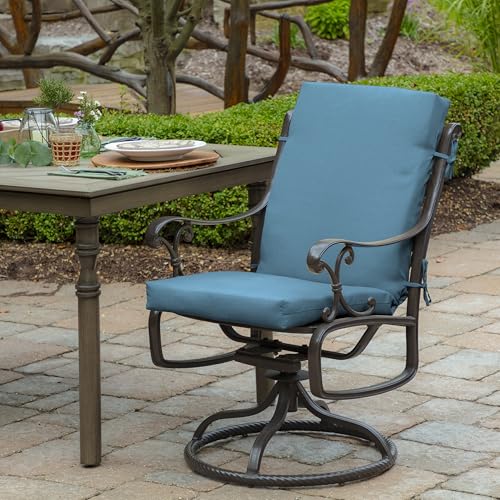 Image of Arden Outdoor Midback Chair Cushion, 18 x 16.5, Rain-Proof, Fade Resistant French Blue Texture