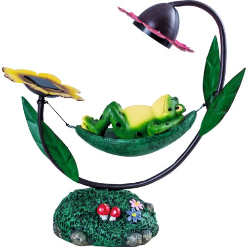 Preisvergleich Produktbild HEITRONIC Solar LED Leuchte RELAX Frosch auf Hängematte