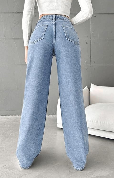 Image of Women's Denim Straight Fit Boyfriend Jeans BLACK-28