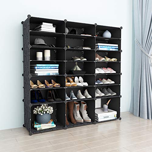 SIMPDIY Zapateros Estantería Zapatero Modular (3x7 123x32x124 CM) Zapatos Organizador para Zapatos Armario Zapatero