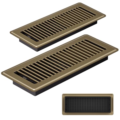 Image of 4x12 Floor Register, Brown, Adjustable Airflow for Home Floor Vents-2 Pack