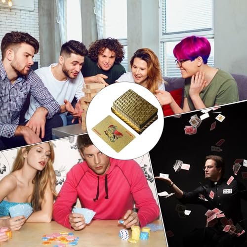 Generisch Goldfolie Pokerkarten, Pokerspielkarten | Gold Foil Poker Desktop Game | wasserdichte Spielkarten Standard für Unternehmensaktivitäten, Hochzeitsgedenken – Bild 6