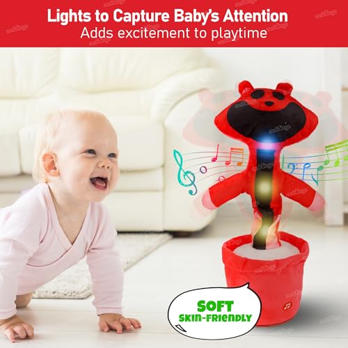 Image of Zest 4 Toyz Musical Talking Squid Cactus Dancing Music Game Toys Wriggle Singing & Repeats What You Say Funny Educational Sound Toys for Kids (Pack of 1) - Red