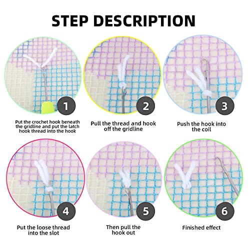Image of kingsea Latch Hook Kits DIY Crochet Needlework Crafts Color Printed Rug Cover Cushion Carpet, Latch Hook Kits for Adults Teen Home Decoration, Rainbow Roll - 20 inchX 15 inch