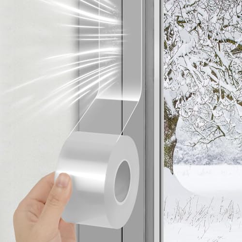 vsshe Nastro Sigillante Impermeabile Isolante per Porte Finestre Striscia di Tenuta Autoadesiva 3cmx10m Impermeabile Trasparente Striscia di Guarnizione Nastro Paraspifferi Resistente alle Intemperie