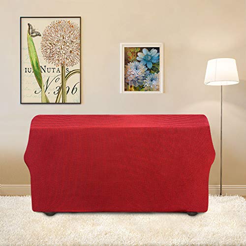 Image of Easy-Going Stretch Loveseat Slipcover 1-Piece Sofa Cover Furniture Protector Couch Soft with Elastic Bottom for Kids Polyester Spandex Jacquard Fabric Small Checks (Loveseat, Christmas Red)