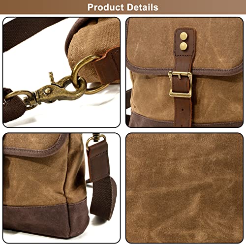 Casual Crossbody Shoulder Bag for Men, Waxed Canvas Messenger Bag Vintage Satchel Bag for Adjustable Shoulder Strap3