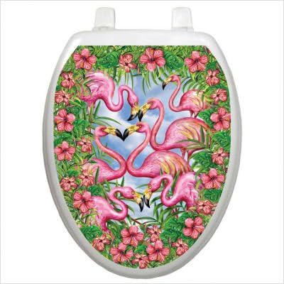 Toilet Tattoos TT-7307 Themes Toilet Seat Applique with Flamingos Fancy Design