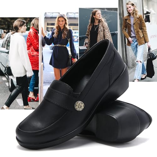 Image of UZB Orthopedic Loafers for Women Dress Shoes Low Heel Slip On Shoes Business Casual Work Office Dressy Shoes