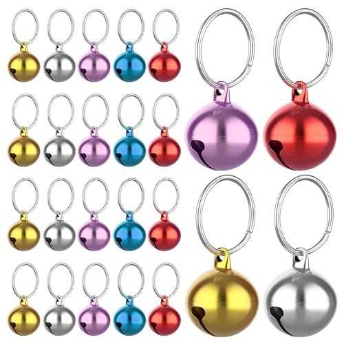 HJZHII Lot de 24 cloches métal pour chiens et chats - Boucles - Pendentif puissant - Accessoire d'entraînement pour animaux de compagnie