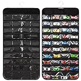 JOYMOMO Hanging Organizers for Toy Car Double Sided 80 Pockets Display Case for Toy Cars (Without Toy Cars) (80 Slots Black)