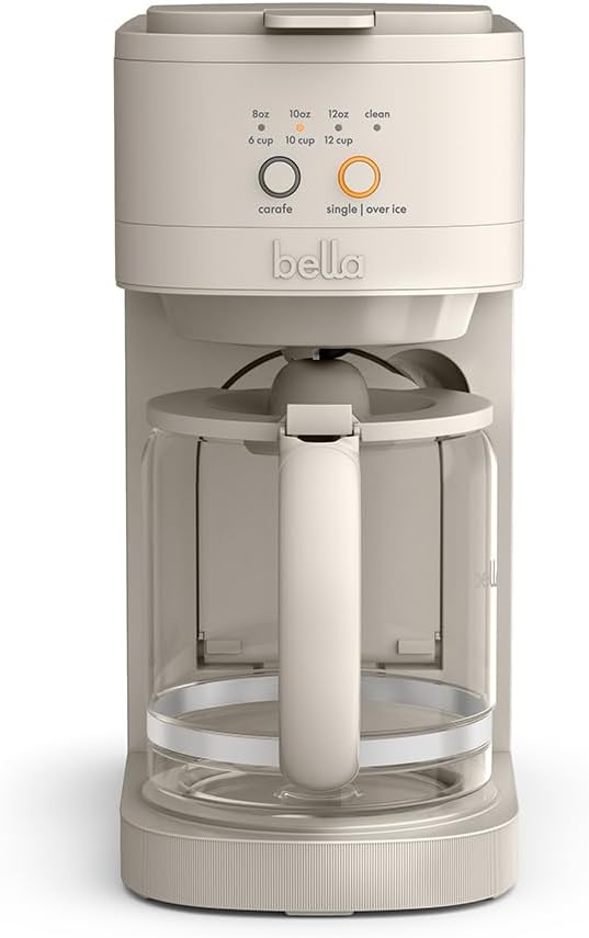 bella VersaBrew 2-in1 Coffee Maker, K-Cup compatible, Brew 3 Sizes Carafes & Single Serve Cups, Dishwasher Safe Reusable Filter & Filter Holder, Iced Coffee Function, 60oz Tank, Oatmilk