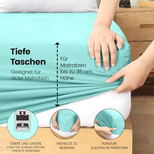 Utopia Bedding - Spannbettlaken 180x200cm - Spa Blau - Gebürstete Polyester-Mikrofaser Spannbetttuch - 35 cm Tiefe Tasche 5