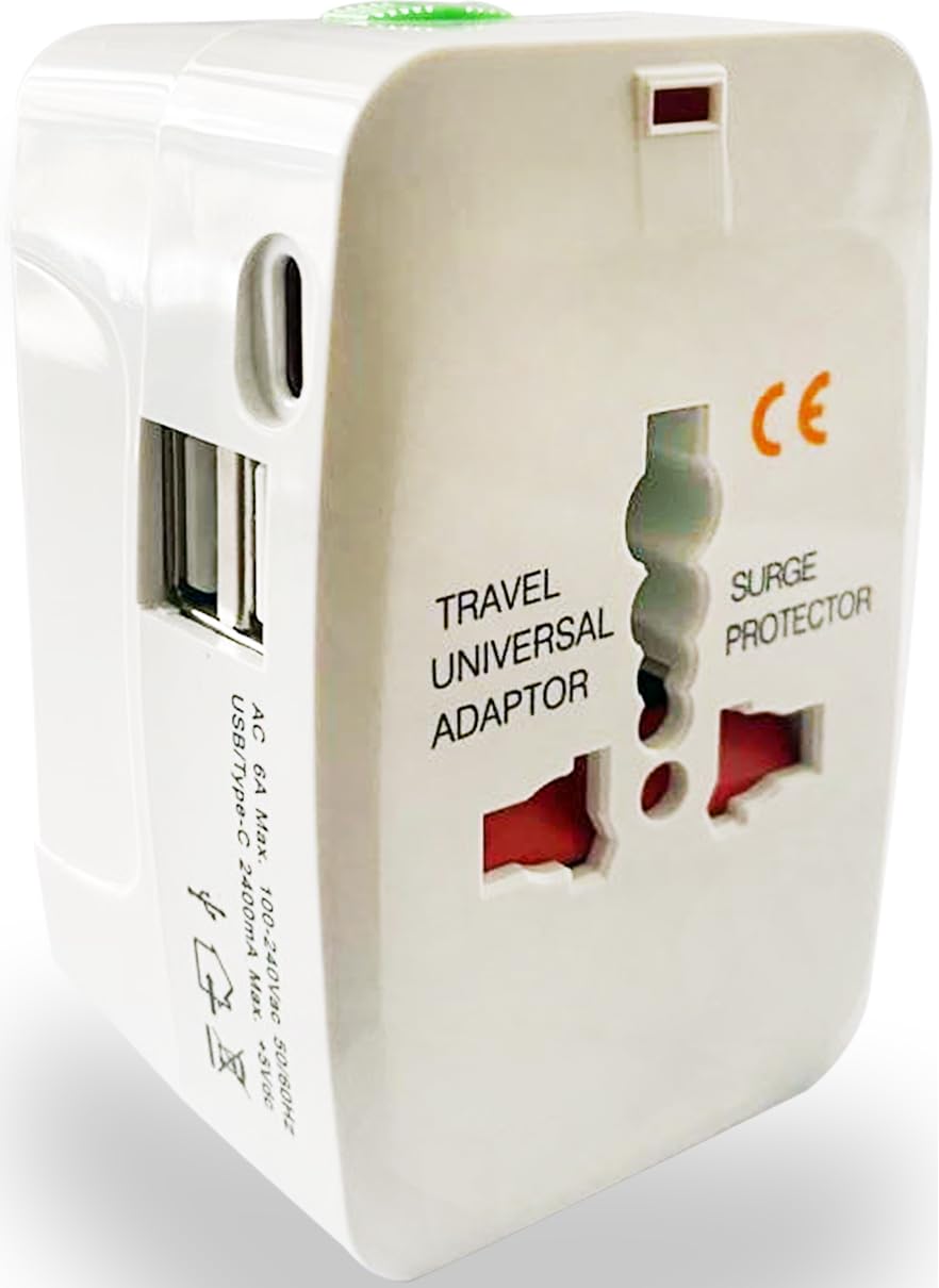 Universal Travel Adapter, International All in One Worldwide Type C Travel Adapter and Wall Charger with 1 Type C 2 USB Ports Power Outlet USB 2.1A,100-250 Voltage Travel Charger (White) (B0BJBMKV4R) Amazon Price History, Amazon Price Tracker