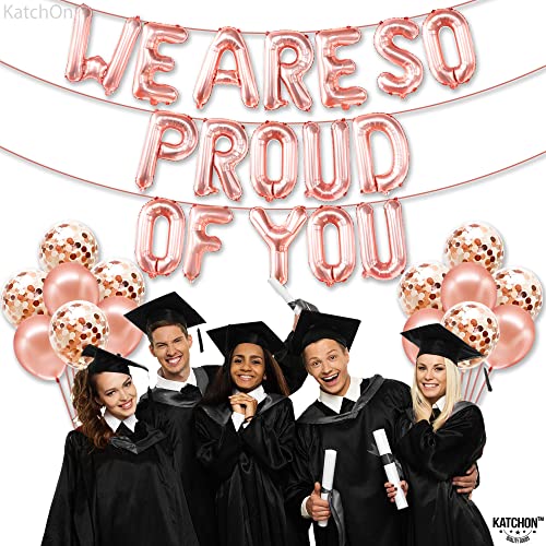 Image of Katchon, We Are So Proud of You Balloons - 16 Inch, Pack of 27 | Rose Gold for Graduation Decorations 2026 | Grad Foil Balloon, Graduation Decorations 2026