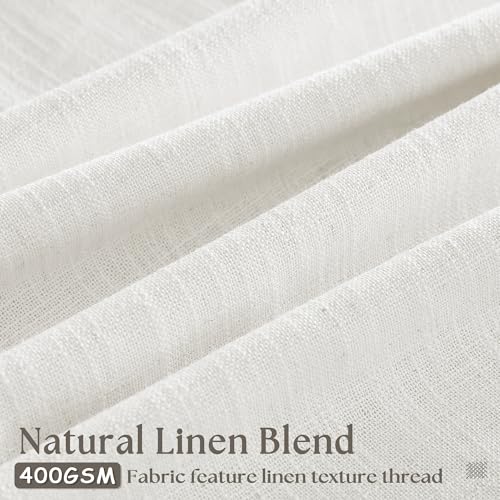 Image of Off White Linen Kitchen Curtain 24 Inch Length 2 Panels Set Pinch Pleat Boho Country Farmhouse Short Cafe Curtains Light Filtering Pleated Semi Sheer Small Window Treatment Tiers for Basement Camper