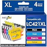 DOREINK Cartouches d'encre compatibles Brother LC421 LC421XL avec puce nouvelle version L'encre de qualité garantit des couleurs éclatantes et une impression claire. Le rendement élevé réduit vos coûts d'impression quotidiens