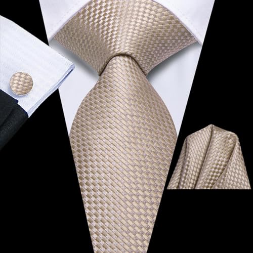 Image of Dubulle Mens Tie Set Solid Paisley Silk Striped Necktie for Men with Cufflinks Tie and Pocket Square