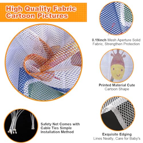 Image of SNOWIE SOFT� 19.6 * 2.59ft Baby Safety Net Guards Stairway Rail Net Thicken Polyester High Stairway Baby Guards with 75 Nylon Zip Ties Ropes Safety Net for Stairway, Patios, Balcony