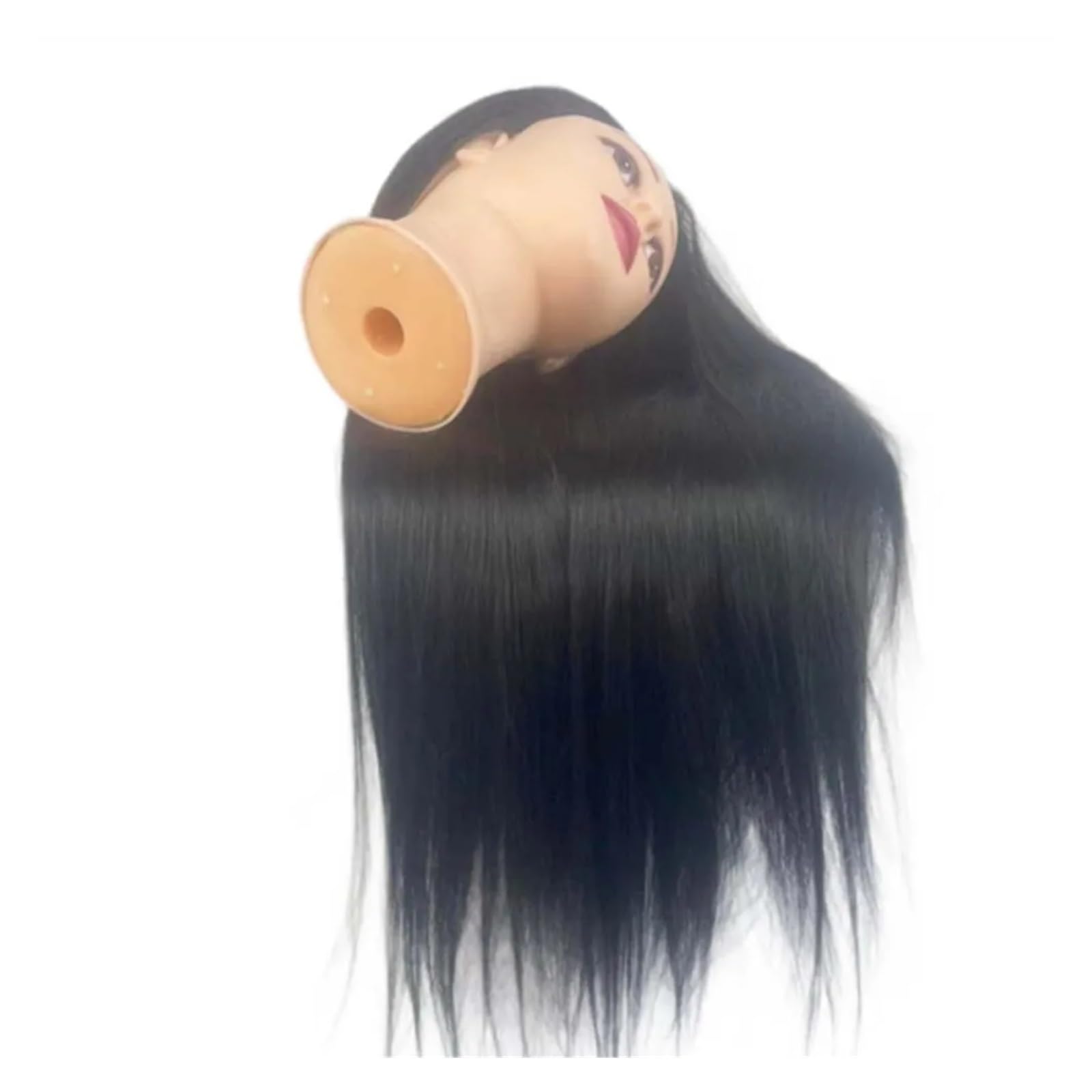 Mannequin Head With Synthetic Hair For Braiding Practice Beauty Training Aid For Hairstylist Makeup Headdoll With Stand(Brown01)