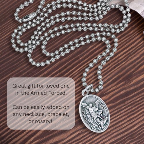 Caritas et Fides Pack of 25 - Guardian Angel, St. Michael the Archangel Medals (1.0", Silver Oxidized) - Made in Italy, Catholic Angel Pendant for Necklaces4