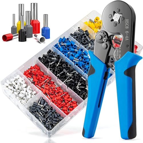Image of COOLCOLD Tool Kit, Ferrule Crimping Tool Kit, with 1200PCS Wire End Ferrules & Crimper Plier, Self-adjustable Ratchet Tool Set for AWG 23-7 Electrical Wire Connectors, 0.25-10mm (Farrule Kit)
