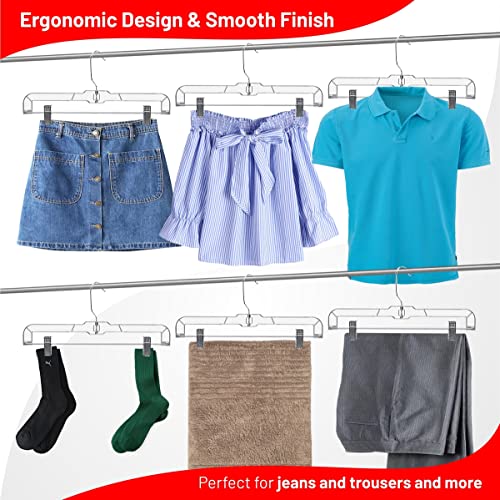 DEILSY-Skirt-Hangers-Pants-Hangers-with-Clips-Clip-Hangers-Shorts-Hangers-Clear-Plastic-Clothes-Hangers-with-2-Adjustable-Clip-Non-Slip-Clothes-Hangers-Clip-Hangers-Perfect-for-Pant-Pack-of-12