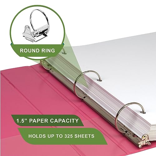 Image of Samsill Plant-Based 1.5 Inch Durable Round Ring, View Binder, Eco-Friendly, USDA Certified Biobased, Single, Bright Pink