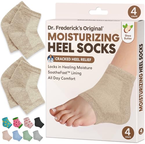 Dr. Frederick's Original Moisturizing Heel Socks for Cracked Heel Treatment - 2 Pairs - Heel Socks for Dry Cracked Feet - Cracked Heel Repair - Heal Dry Heels - Foot Care for Women & Men - Shea Butter