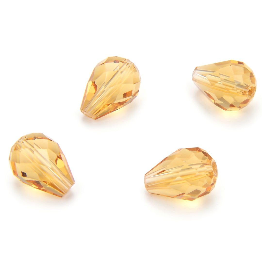 Adabele - 100 cuentas de cristal de lágrima austriaca de 10 x 8 mm, color dorado y champán compatible con cristales de Swarovski 5500 Preciosa SST-1028