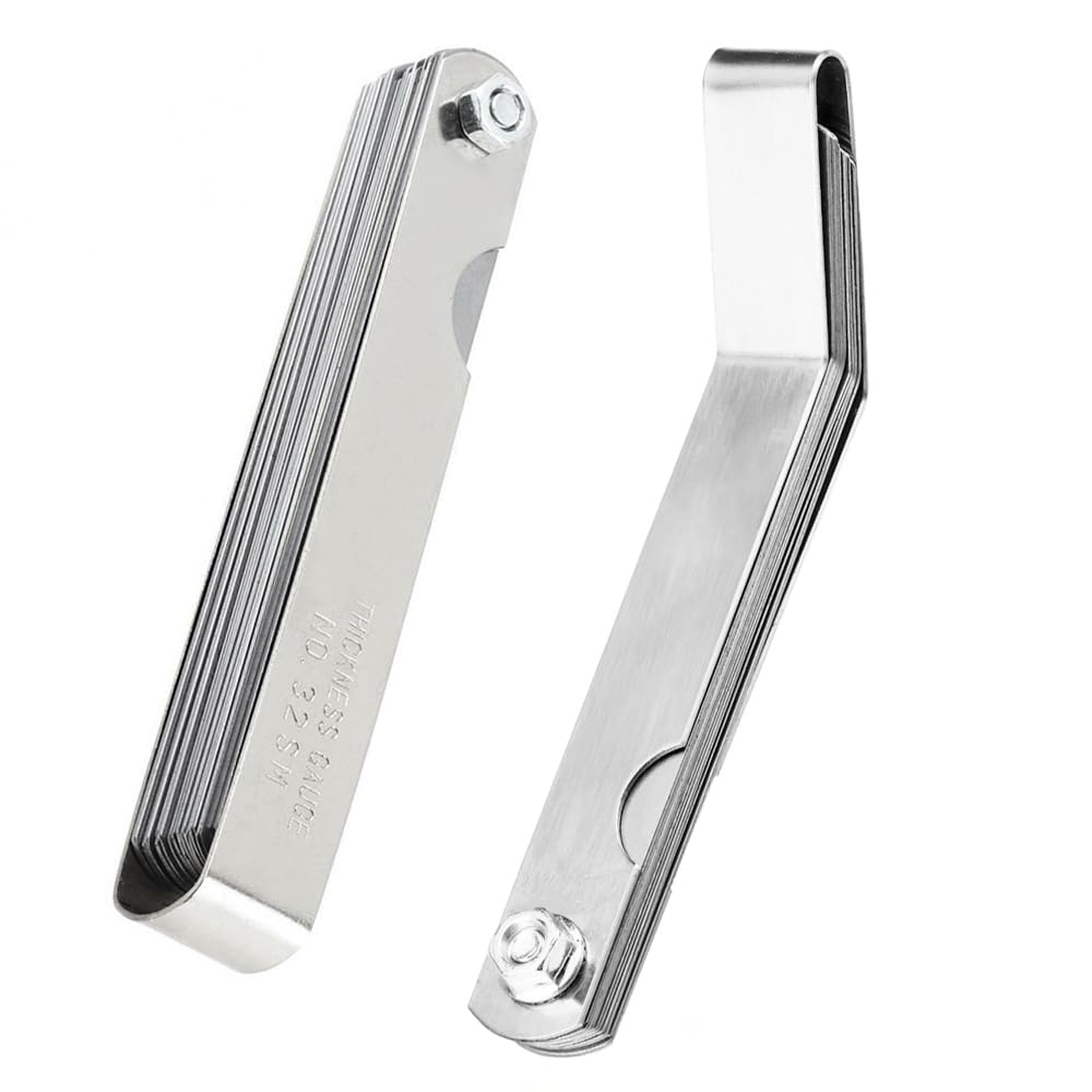 Feeler Gauges - 32 Blades Feeler Gauge Set &16 Pieces Offset Feeler Gauge Stainless Steel Dual Marked Metric and Standard SAE - Valve Thickness Gauge