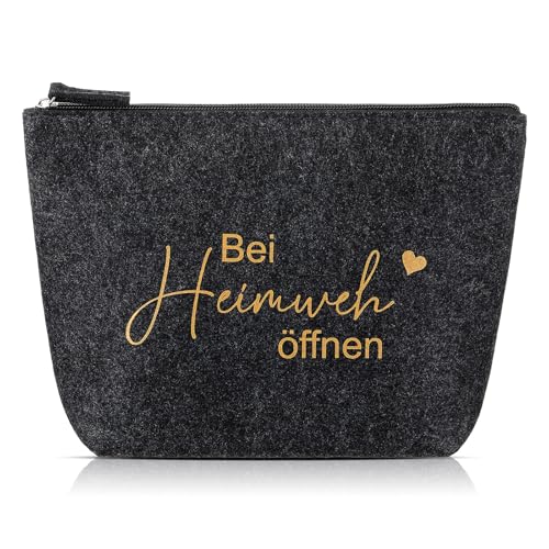 Xuniea Heimweh Geschenk Reise Abschiedsgeschenk Gegen Heimweh Filz Kosmetiktasche Reise Glücksbringer für Auszug Auslandssemester Reisende Auslandsjahr Auswandern Abschiedsgeschenk