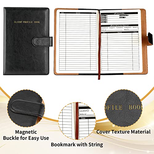 Client Record Book 5.5" X 8.5" Black Hair Stylist Client Binder Record Cards Client Data Organize 100 Sheets Logbook And Record Keeper For Salons Hair Stylist Nail Managing Customers #TOP2