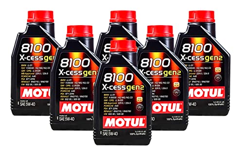 Motul 109774 Set of 6 8100 X-Cess Gen2 5W-40 Motor Oil 1-Liter Bottles