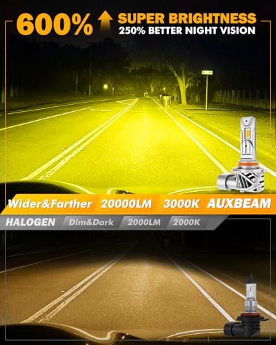 Image of Auxbeam 9005 H10 9145 Fog Light, 20000LM 3000K Golden Yellow 9005 Offroad Light or Fog Light
