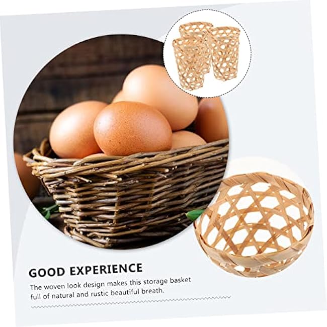 4Pcs Natural Woven Storage Baskets Handcrafted Organizer for Household Sundries Compact Lightweight Design with Rustic Style for Kitchen Fruit and Small Item Storage