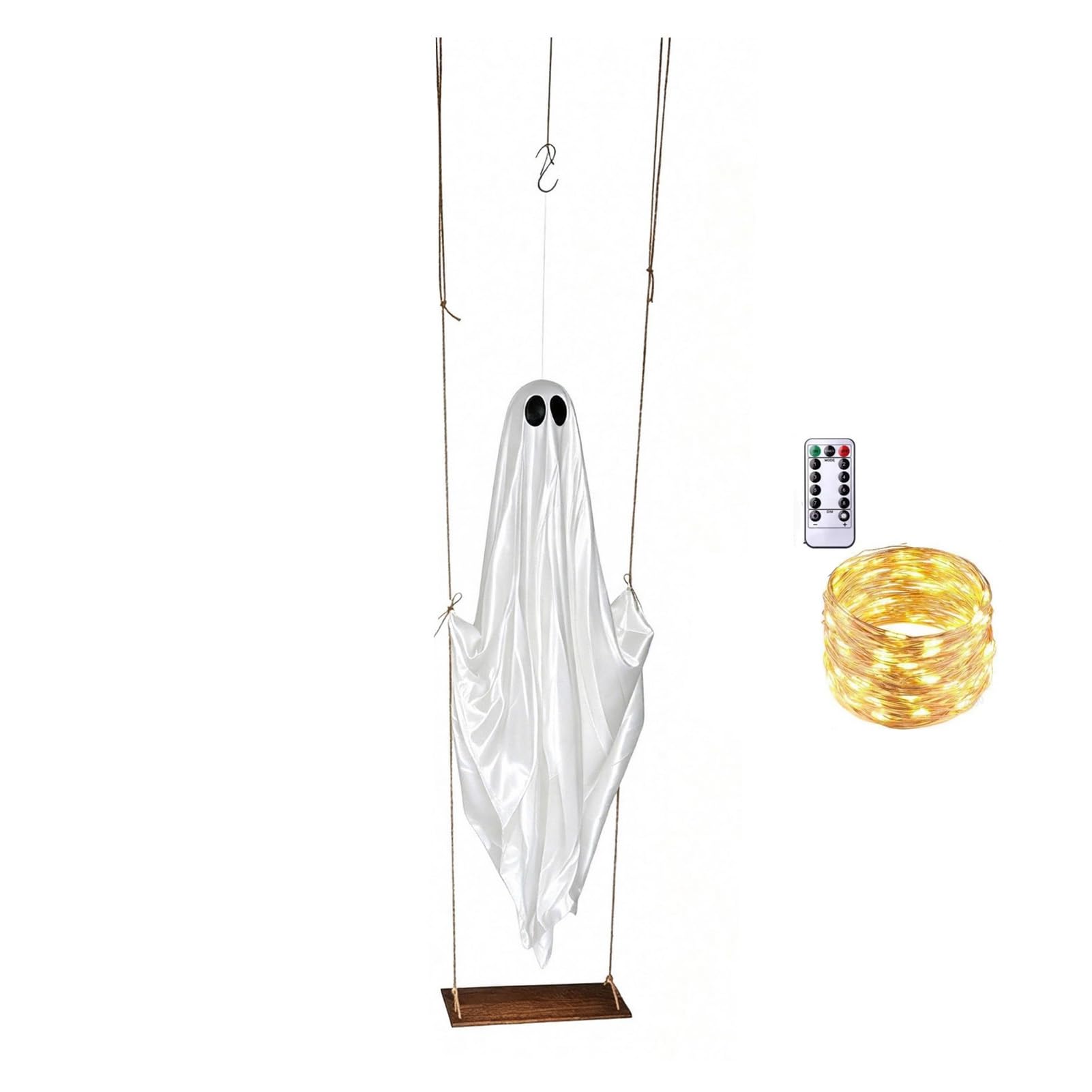 sugerou Large Hanging Halloween Ghost, LED Light Up Spooky Decor