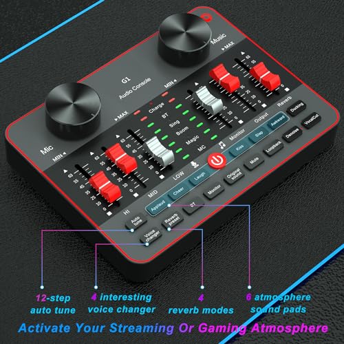 Image of Podcast Equipment Bundle with 2 Microphones, Audio Mixer Podcast Microphone Bundle studio,Audio interface with Voice Change,Podcast Recording,PC,Smartphone, (G1-E300-2MICS)