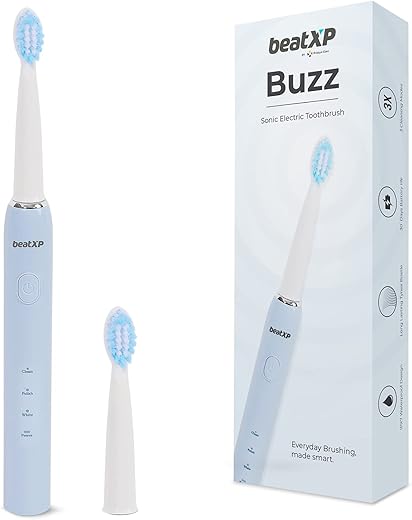 beatXP Buzz Electric Toothbrush for Adults with 2 Brush Heads & 3 Cleaning Modes|Rechargeable Electric Toothbrush with 2 Minute Timer &…