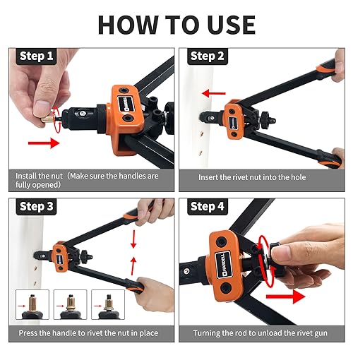 HARDELL Rivet Tool Kits, Rivet Nut Pliers Set, 14" Heavy Duty Hand Rivnut Gun with 150 Rivet Nuts and M3 M4 M5 M6 M8 M10 6 Metric Mandrels,Heat-treated Alloy Steel better for Thick Sheet Steel 3 HARDELL Rivet Tool Kits, Rivet Nut Pliers Set, 14" Heavy Duty Hand Rivnut Gun with 150 Rivet Nuts and M3 M4 M5 M6 M8 M10 6 Metric Mandrels,Heat-treated Alloy Steel better for Thick Sheet Steel - Image 3