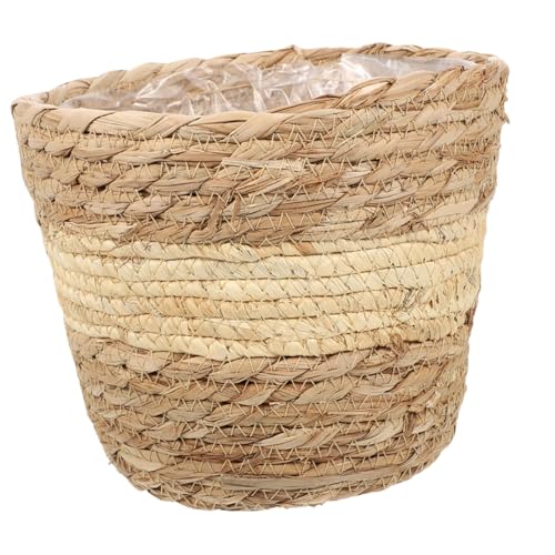 Didiseaon Panier Fleurs Tissé Main Multi-Usage Corbeille Naturelle Paille pour Plantes et Rangement Décoration Intérieure Élégante pour Salon et Bureau Petit Panier Beige