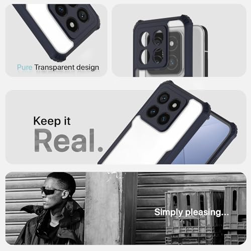 Image of Pikkme Mi 14 5G Back Cover | Crystal Clear Transparent Back | Ultra Hyrbid | Full Camera Protection | Raised Edge | Bumper Back Case (Blue)