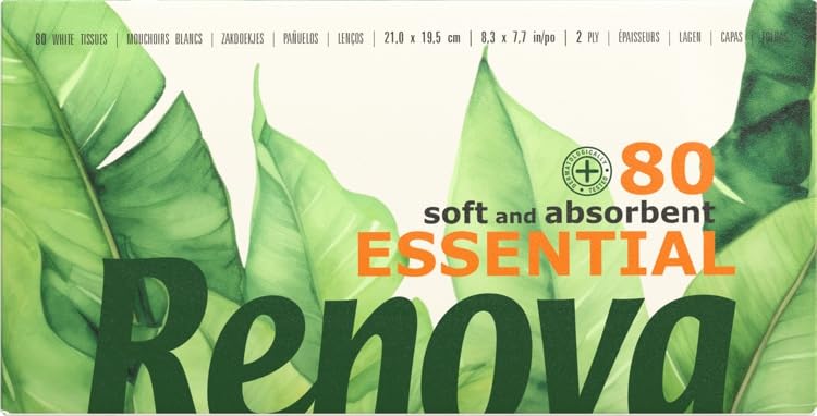 Renova Pañuelos faciales Essential Blancos - 80 pañuelos