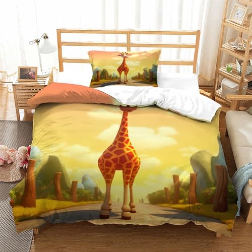 Housse de couette girafe 135x200 microfibre zippée infroissable - 3