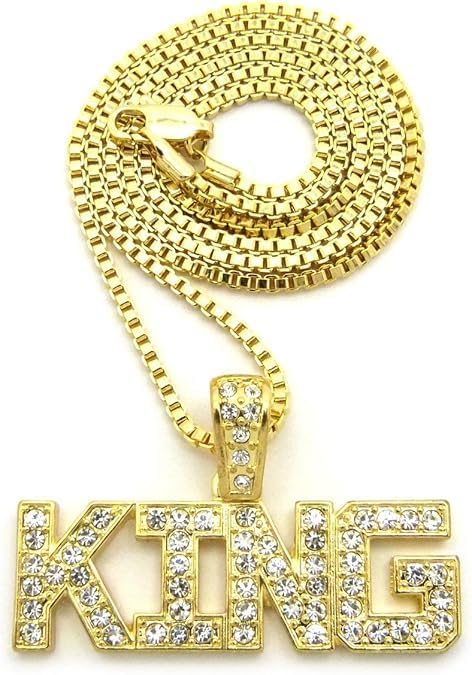 Valentine Gift King Crystal locket Gold Brass Pendant Necklace Chain For Men And Women | Jewellery Accessories for Boys | Minimal Jewelry | Gifts for Boyfriend & Husband | Gift for Diwali, Christmas, Marriage, Birthday-image-10