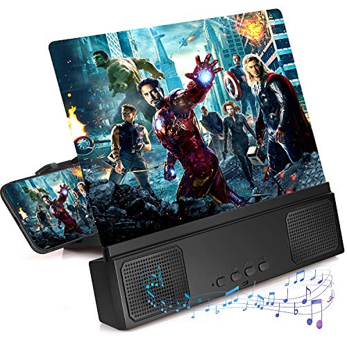 12'' Phone Screen Magnifier with Bluetooth Speaker, 3D HD Phone Magnifier Projector Amplifier