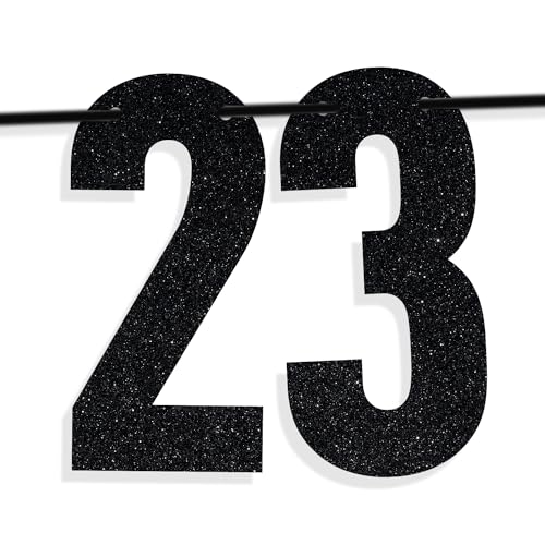Image of Black Glitter Holy Shit You're 23 Banner, Happy 23rd Birthday /Cheers to 23 Years, Funny 23rd Birthday Party Decorations Supplies